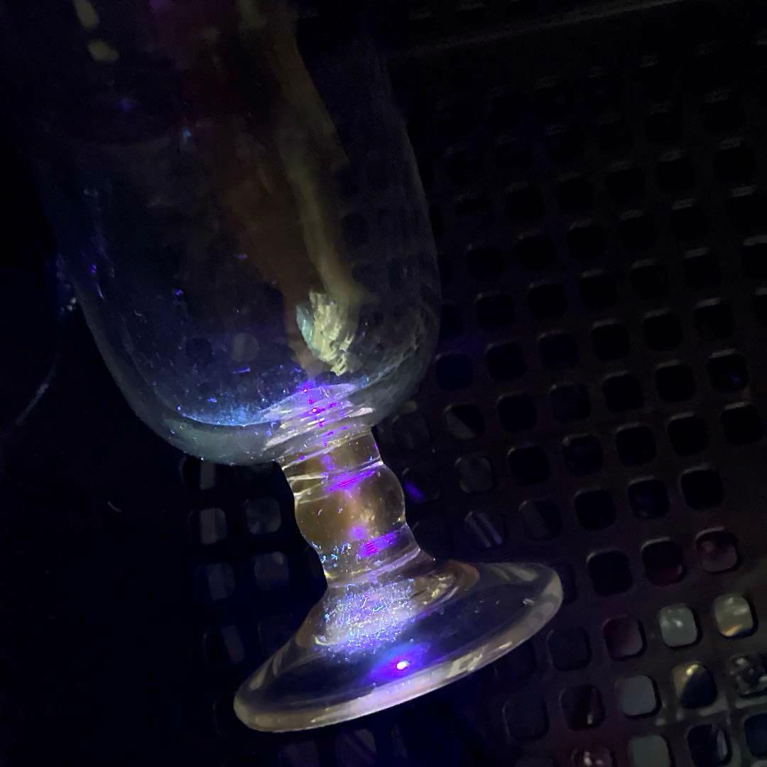 骨董　時代ガラス　ゆらゆら　花フチリップ　氷コップ　ウラン