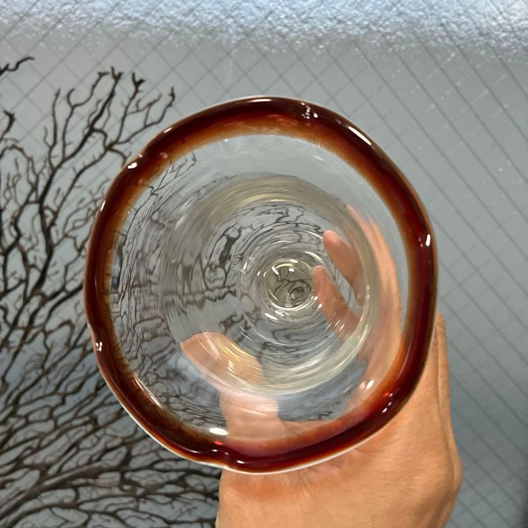 骨董　時代ガラス　ゆらゆら　花フチリップ　氷コップ　ウラン