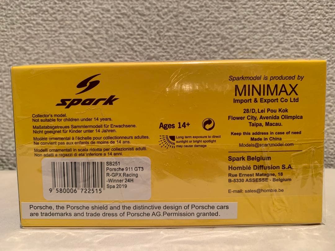 1/43 Porsche 911 GT3 R 2019 スパ24時間 優勝車