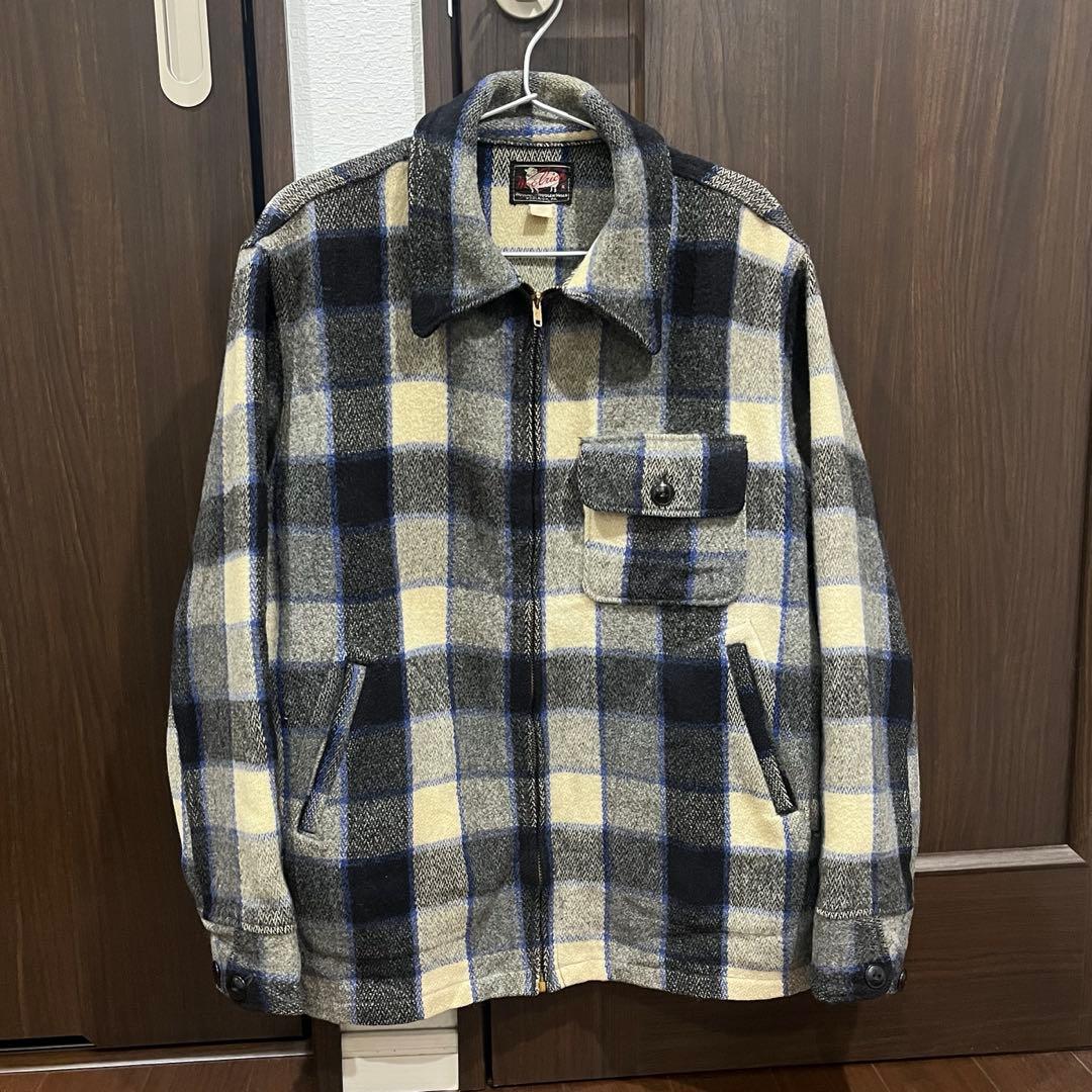 50s Woolrich ウール　ジャケット　CPO ジップ　チェック
