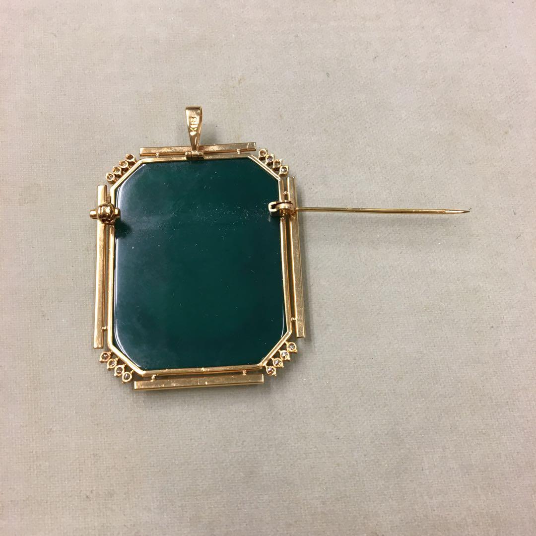 K18 カメオ　ダイヤ　ペンダントトップ ブローチ