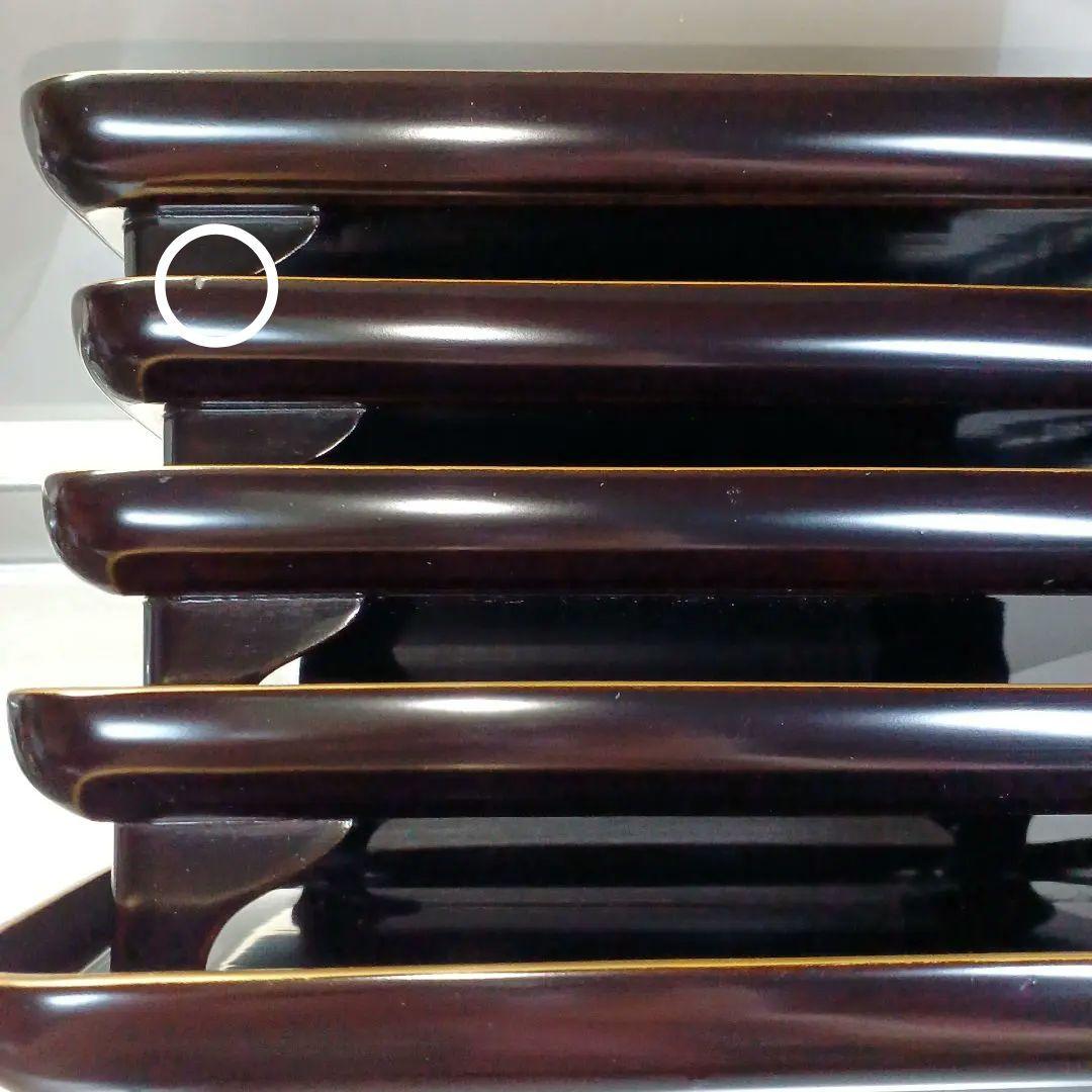 明治初期輪島塗沈金四方膳五客