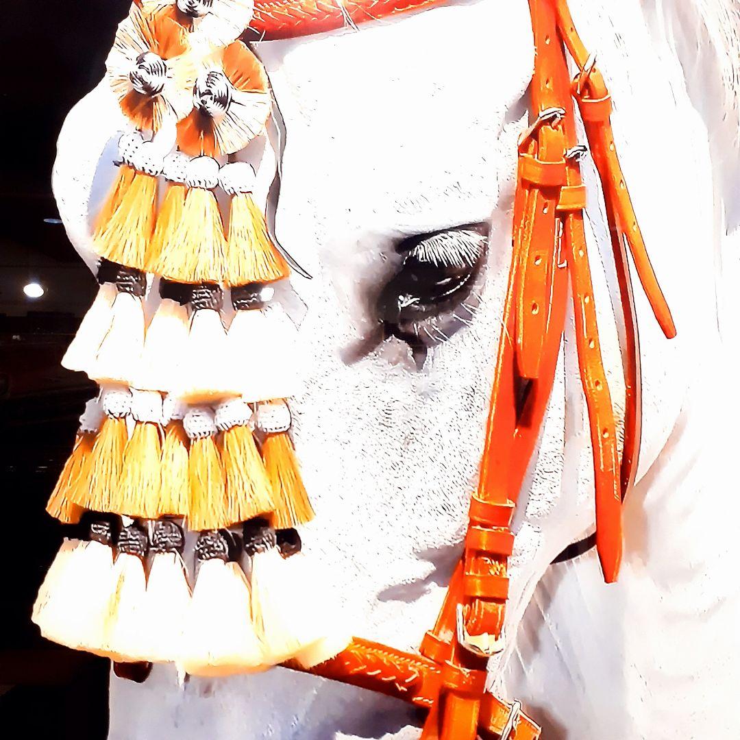 輸入雑貨　絵画　強化ガラス　硝子アート　『白馬』　特大ガラスアート　200cm越