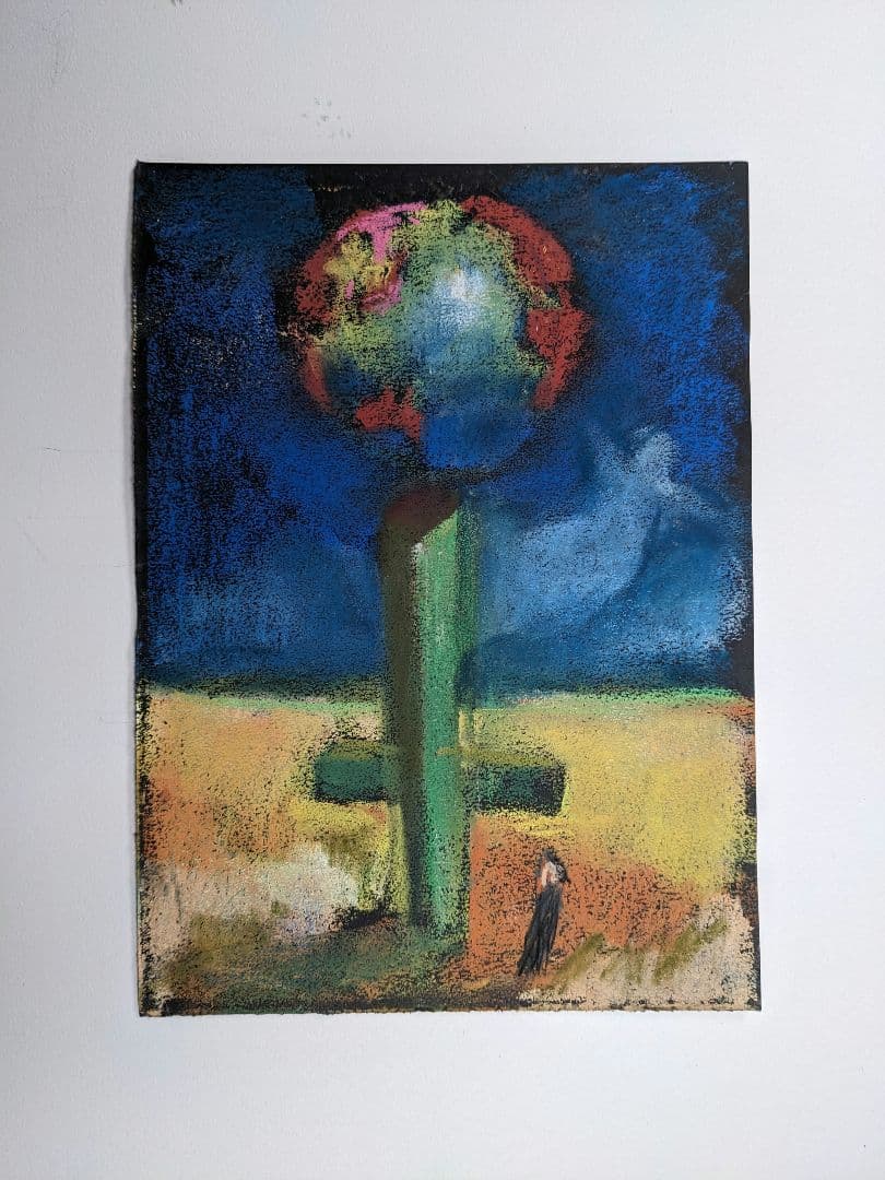 抽象的なパステル画 A4サイズ宙花