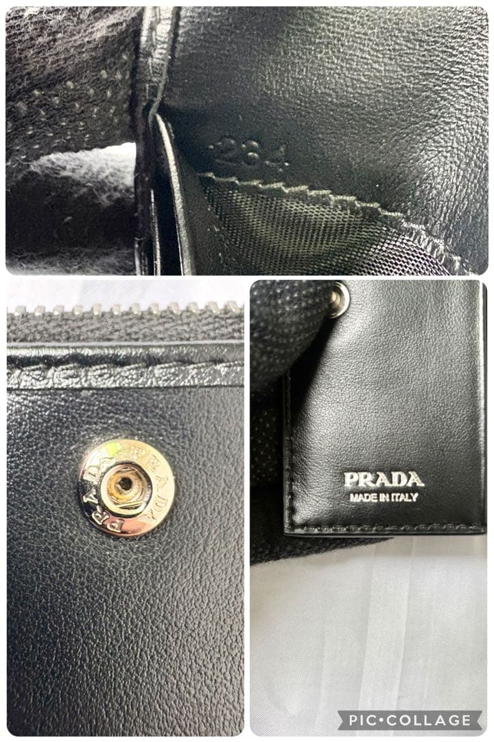 未使用級✨プラダ 折り財布 三角ロゴ ヴィッテロダイノ レザー ブラック