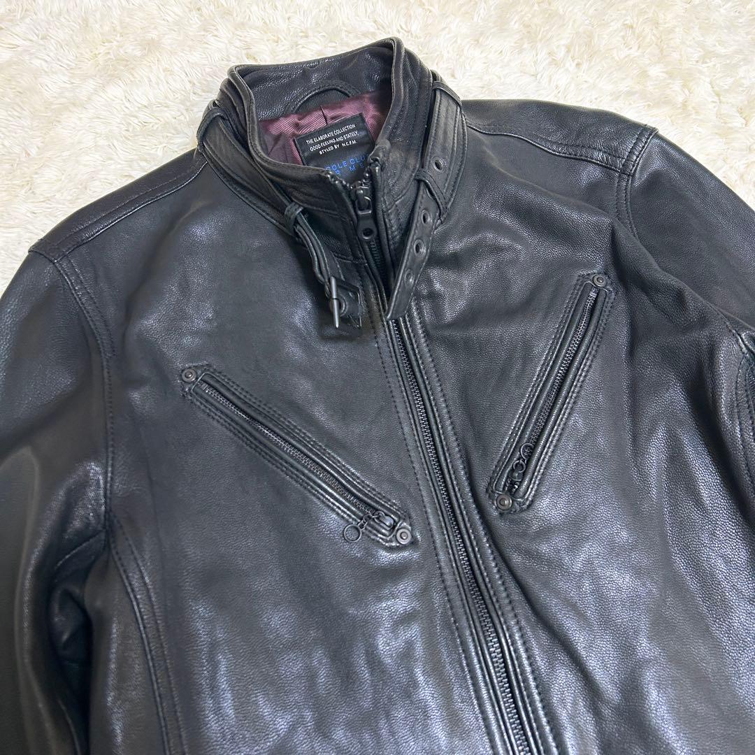 美品✨ NICOLE シングルライダース レザー ブラック 内側ワインレッド