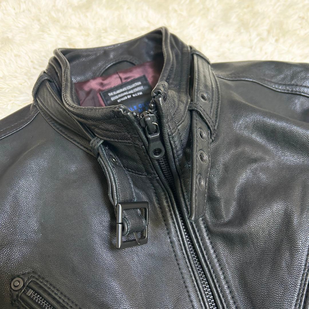 美品✨ NICOLE シングルライダース レザー ブラック 内側ワインレッド