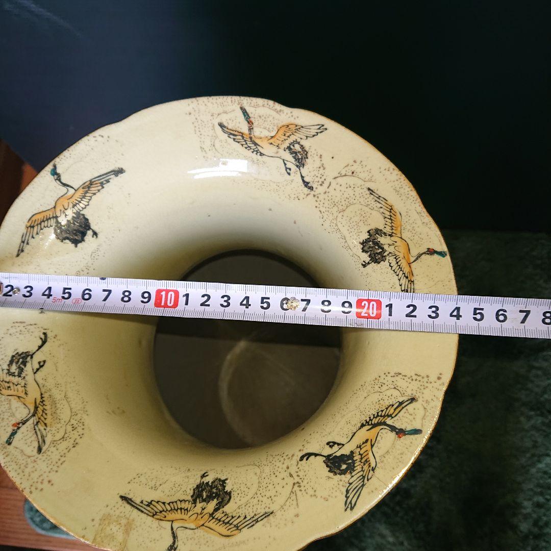 時代物、薩摩、金欄手群鶴地紋花鳥金壺