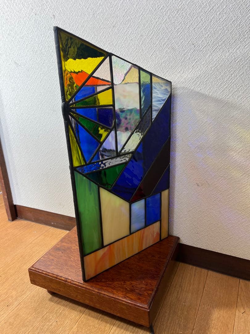 ステンドグラス ランプ ライト レトロ 店舗 ナイトランプ 杢目 ステンドガラス