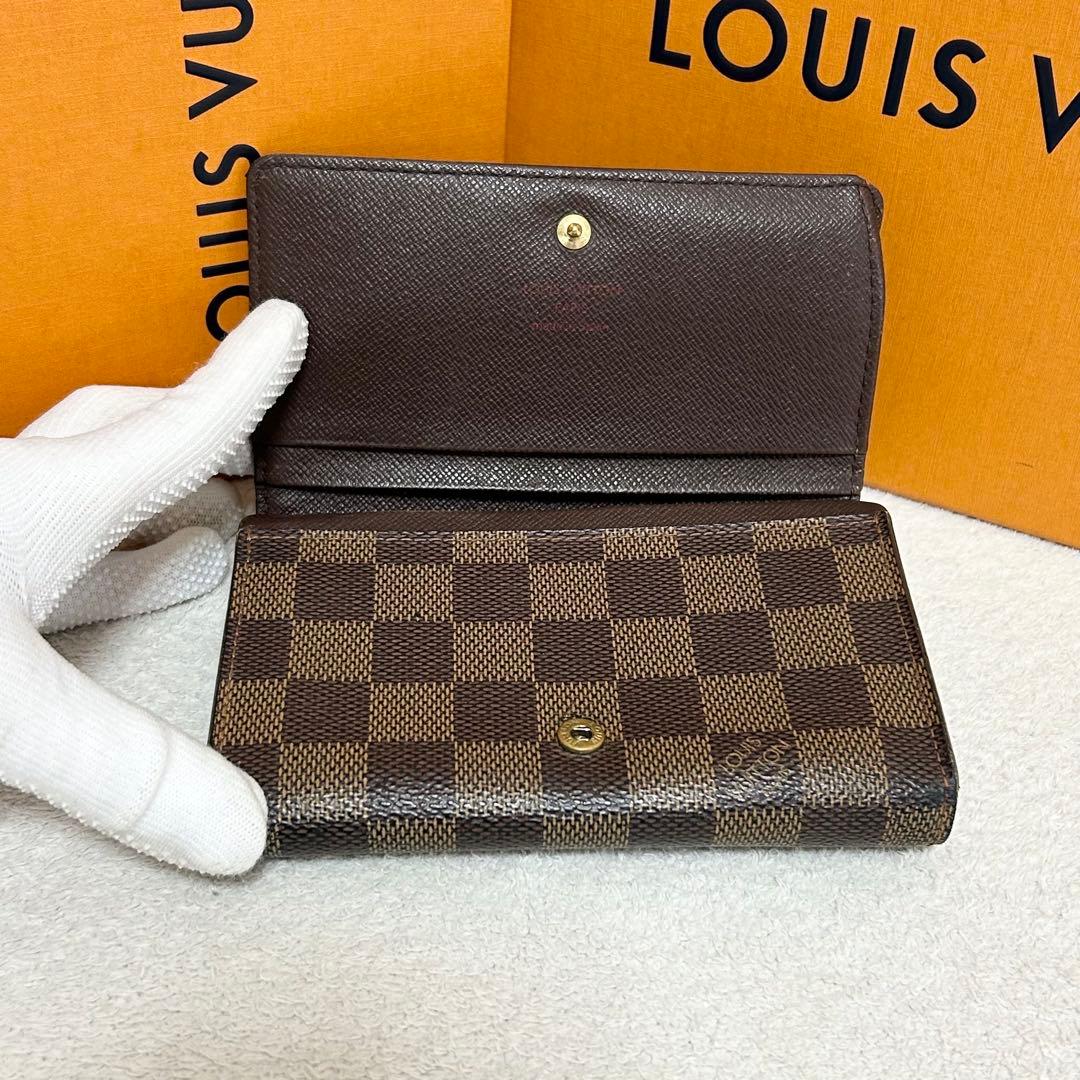 ルイヴィトン　ダミエ　二つ折り財布　トレゾール　ポルト