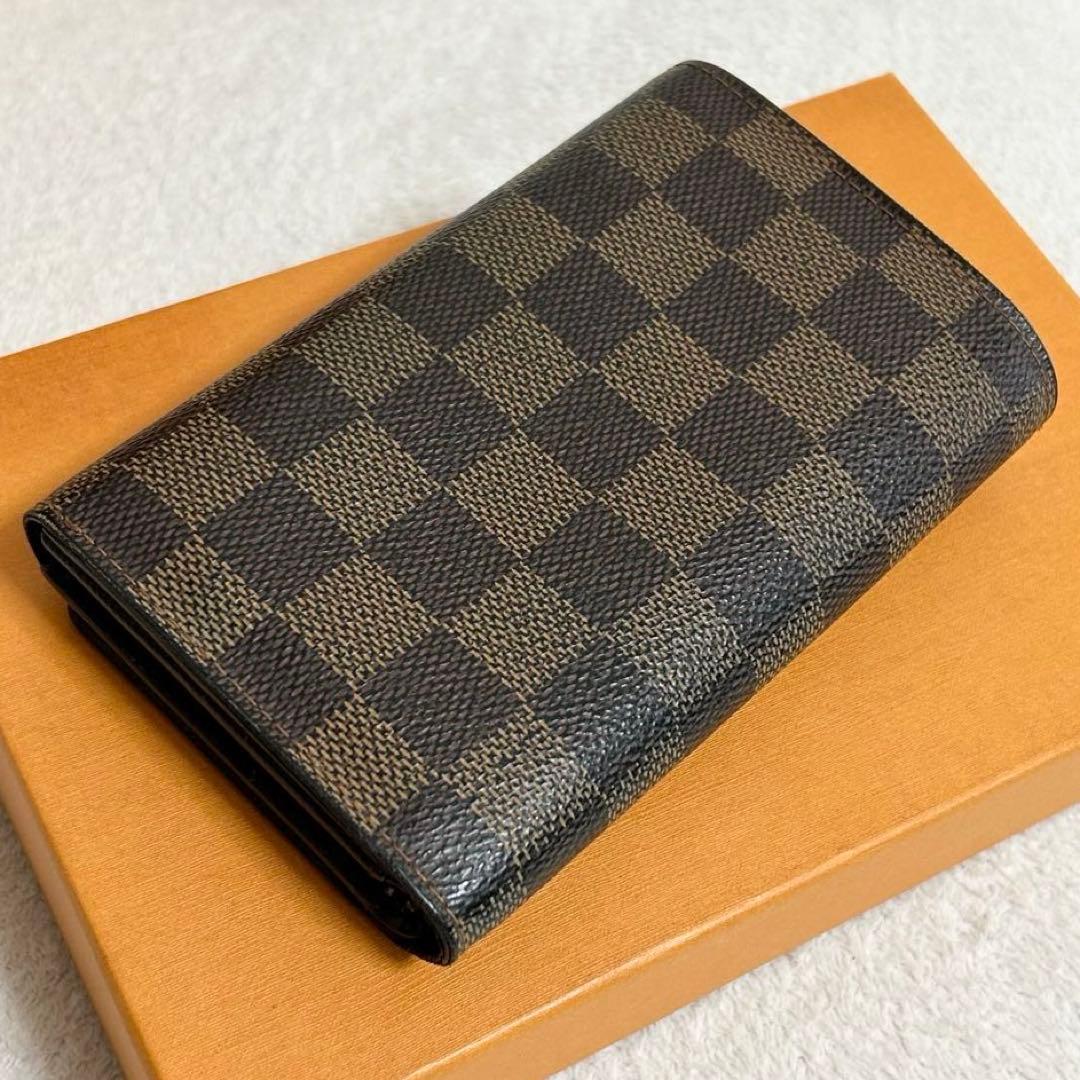 ルイヴィトン　ダミエ　二つ折り財布　トレゾール　ポルト