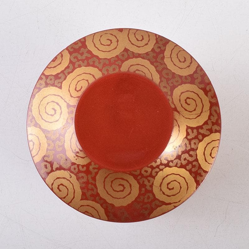 専用　茶道具　塗師中村宗哲作　朱唐草如心好　寸切茶器即中斎極め箱　M　R9252