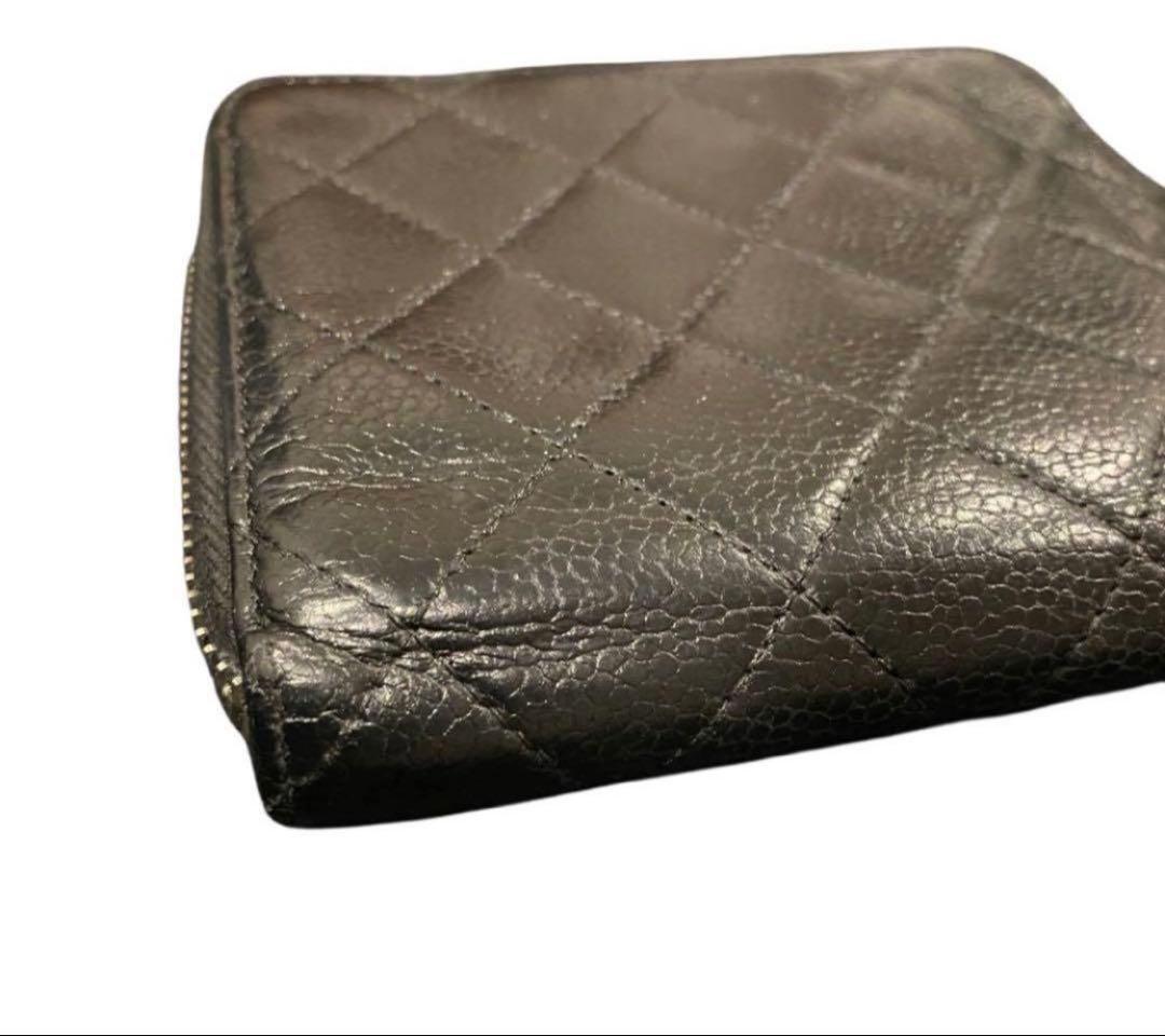 【極美品】CHANEL キャビアスキン　マトラッセ　ウォレット　ココマーク　財布