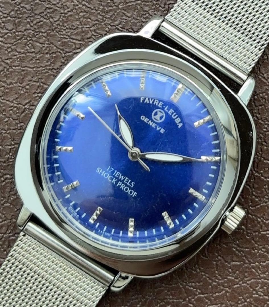 ヴィンテージ FAVRE-LEUBA 手巻き時計 ブラック メンズ腕時計