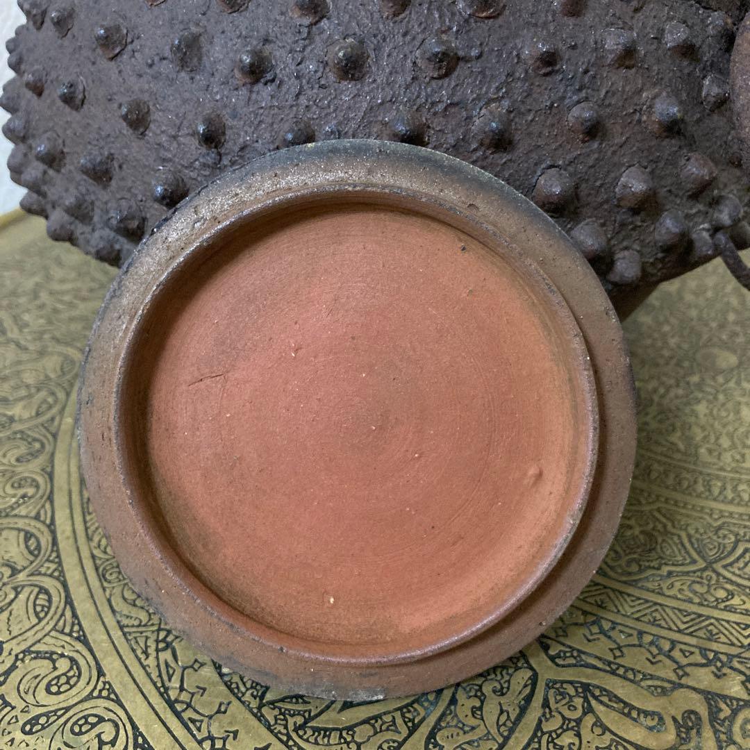 珍品　鉄瓶風　陶器製　時代古水指　壺　焼物〈検 古備前　茶道具　古常滑