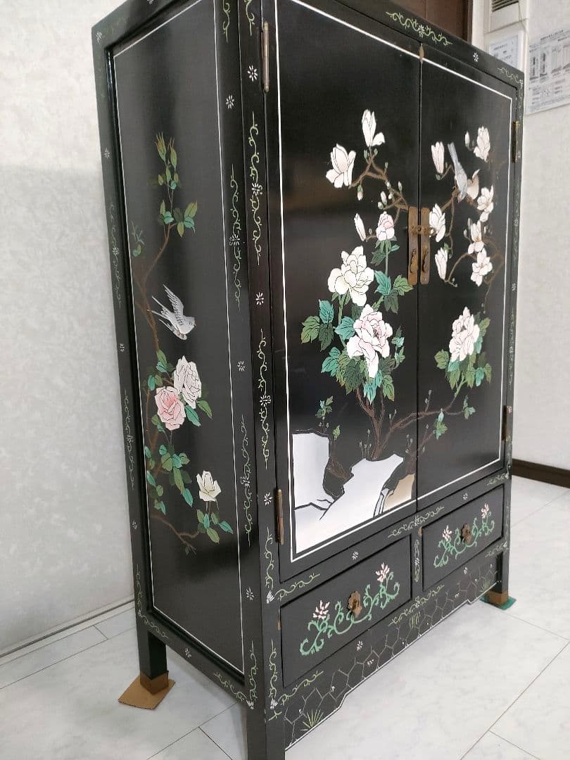 【TI様用】　中国家具 キャビネット 中国古玩 アンティーク家具 花鳥図