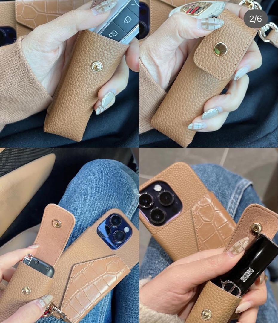 iPhone16pro ケース リップケース・ストラップ付き　ボナベンチュラ