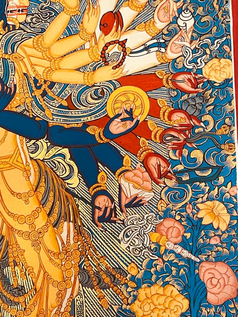 一点物 カーラチャクラ 曼荼羅 時輪金剛 手描き 約76.5 × 約53.5