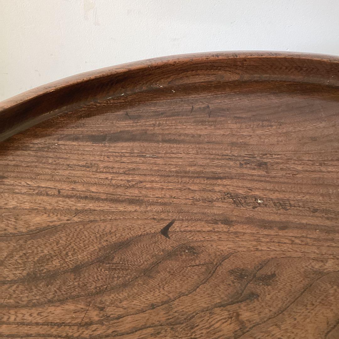 73㎝　天然木の丸い脚付き膳　円卓　座卓　ちゃぶ台　栗盆　時代物　当時物　古民家