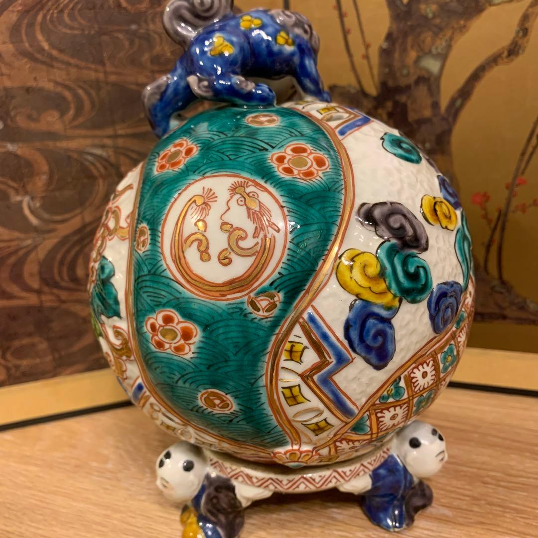 アンティーク　色絵三足香炉　1客　6