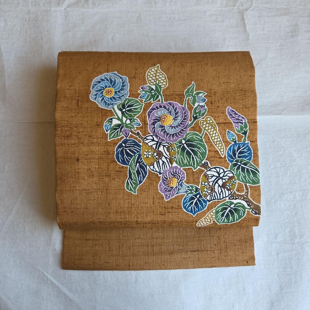 本場琉球紅型染　知念積元　紬名古屋帯