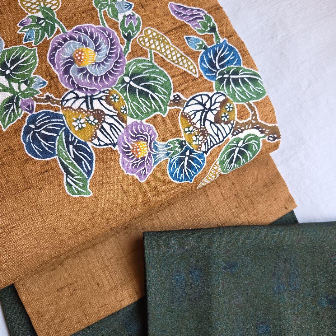 本場琉球紅型染　知念積元　紬名古屋帯