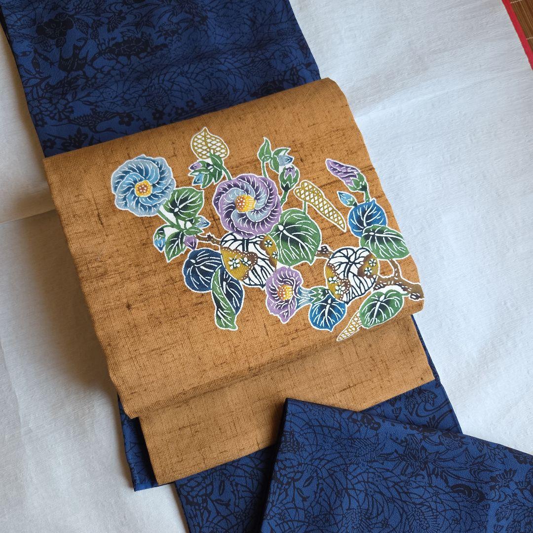 本場琉球紅型染　知念積元　紬名古屋帯