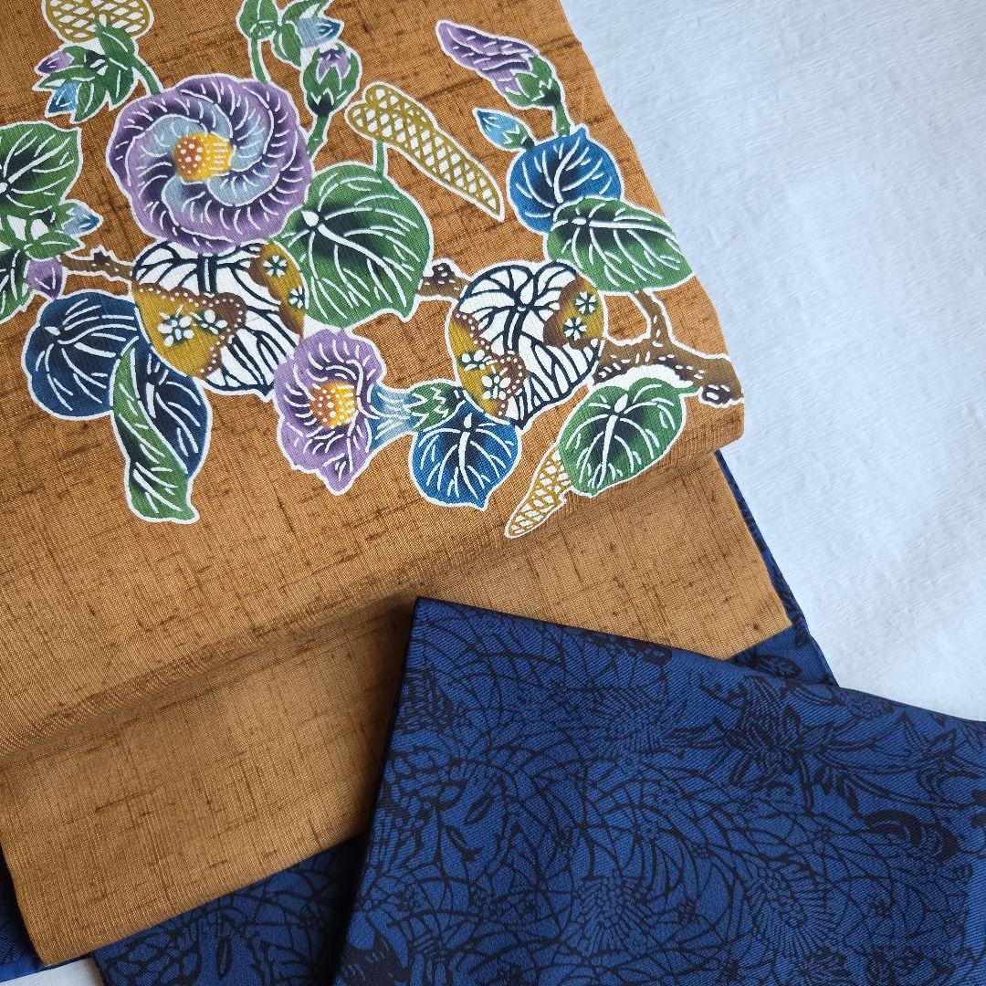 本場琉球紅型染　知念積元　紬名古屋帯