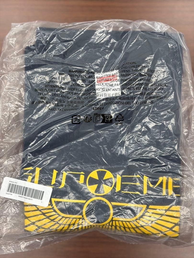 新品未開封 25SS Supreme Wings Tee 紺 サイズL