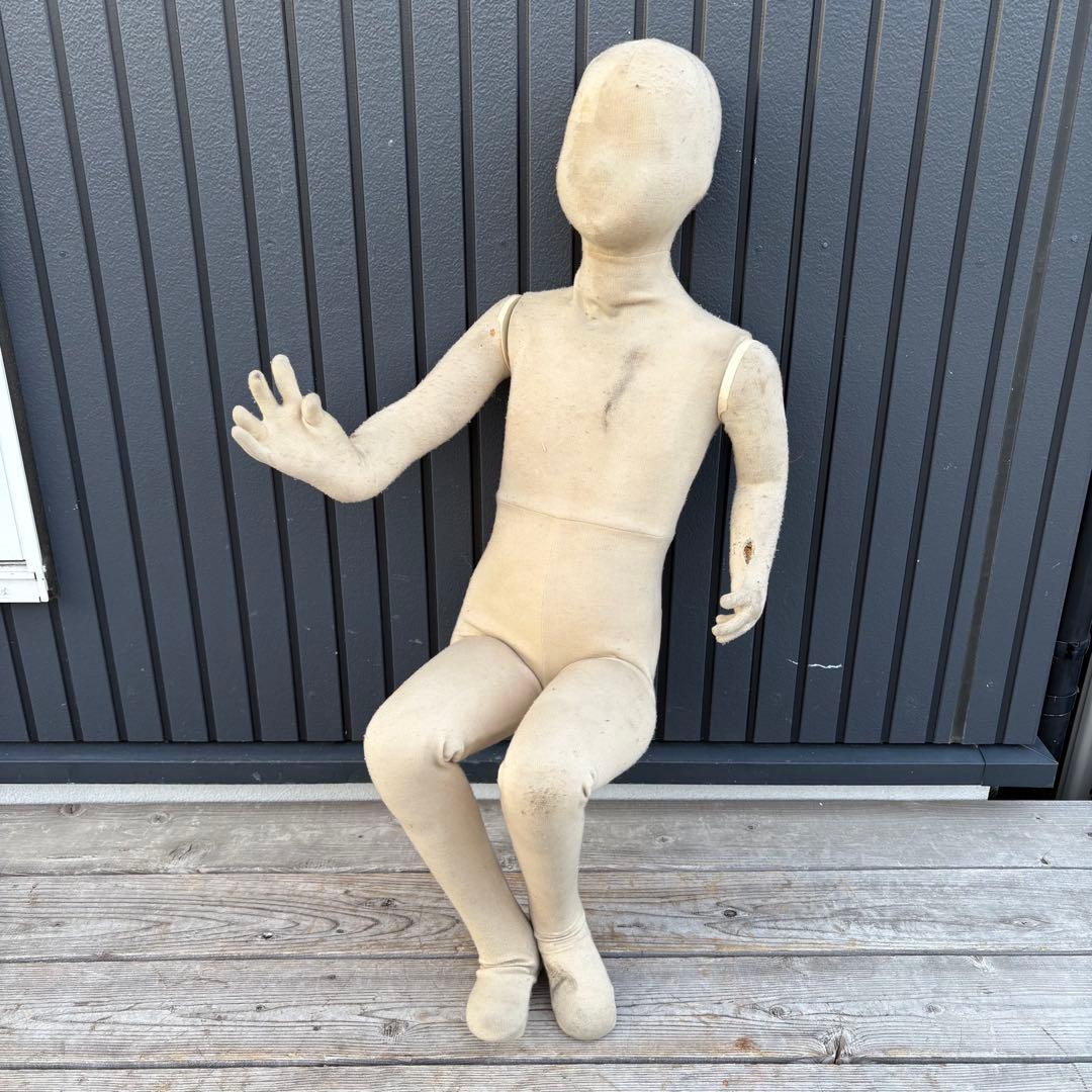 昭和レトロ 布製 子供マネキン 可動式トルソー 人体モデル 店舗什器ポージング