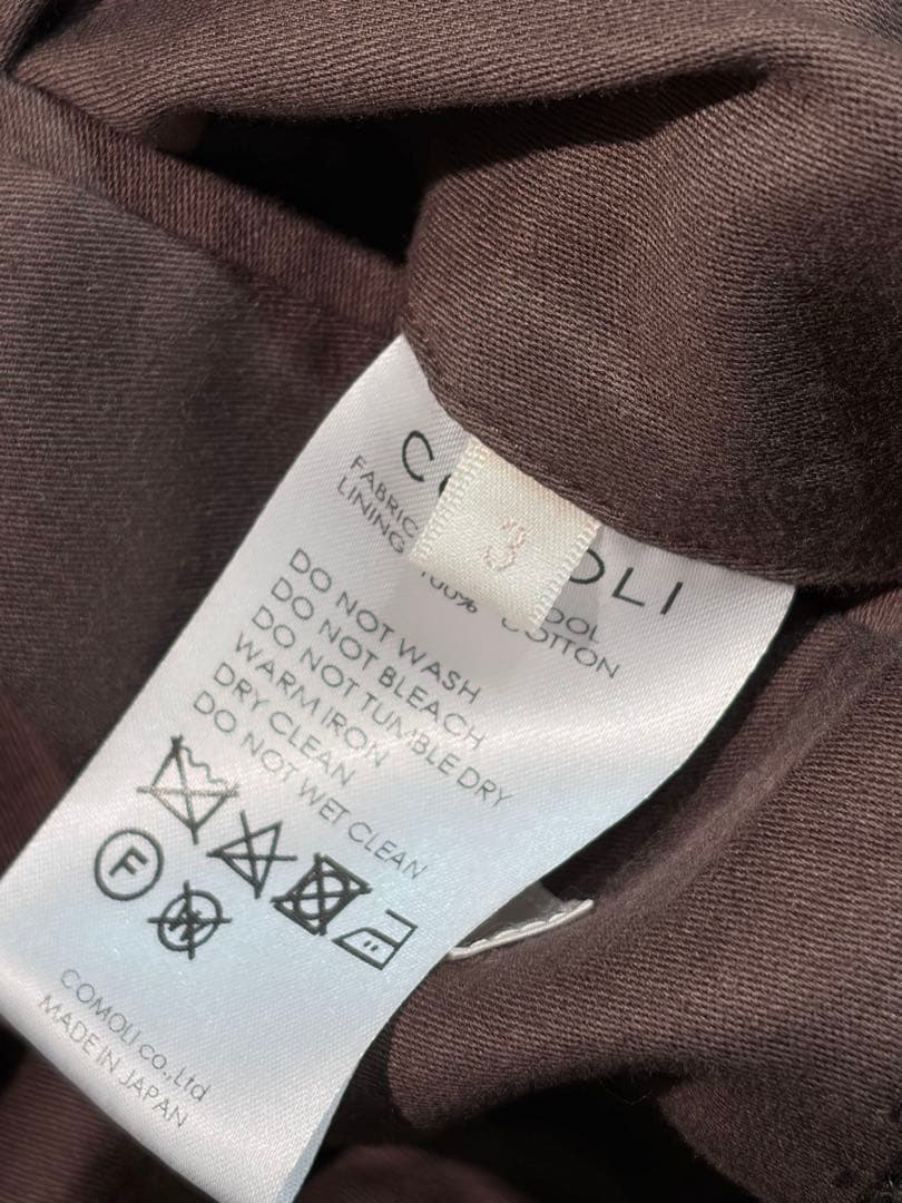 COMOLI ウール ショールカラー コート カーキ 3 OLIVE KHAKI