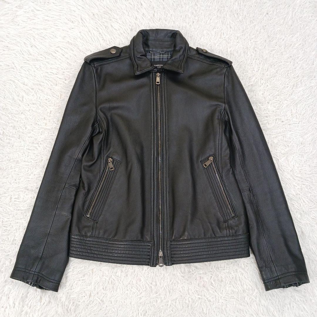 ✨極美品✨バーバリーブラックレーベル　ラムレザー　ライダース　ブラック　M