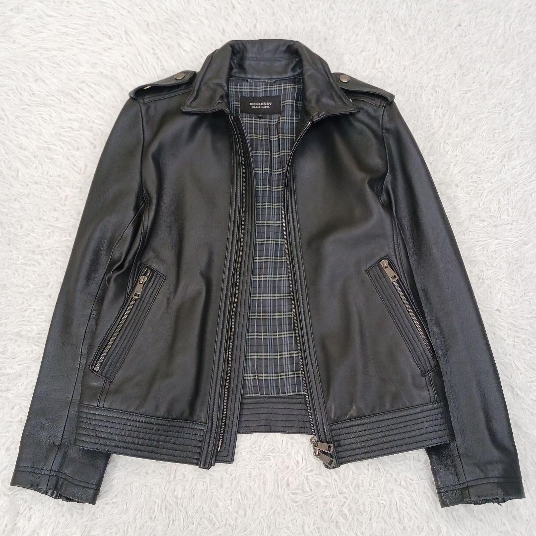 ✨極美品✨バーバリーブラックレーベル　ラムレザー　ライダース　ブラック　M