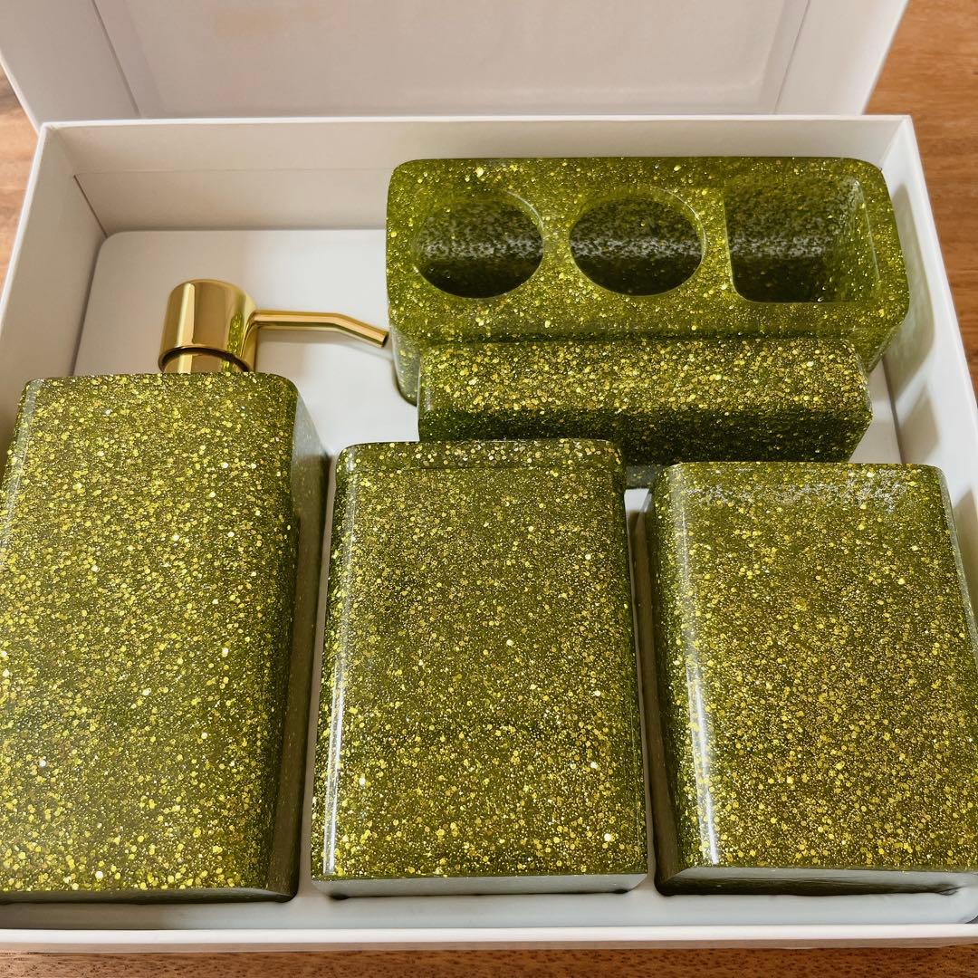 早い者勝ち❣️バスルームアクセサリーセット 5点 グリーン プレゼント おしゃれ