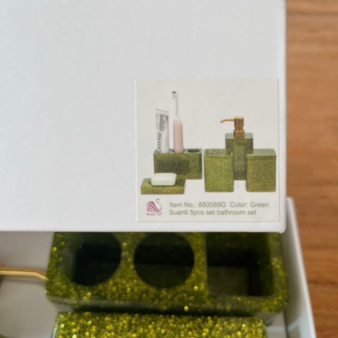 早い者勝ち❣️バスルームアクセサリーセット 5点 グリーン プレゼント おしゃれ