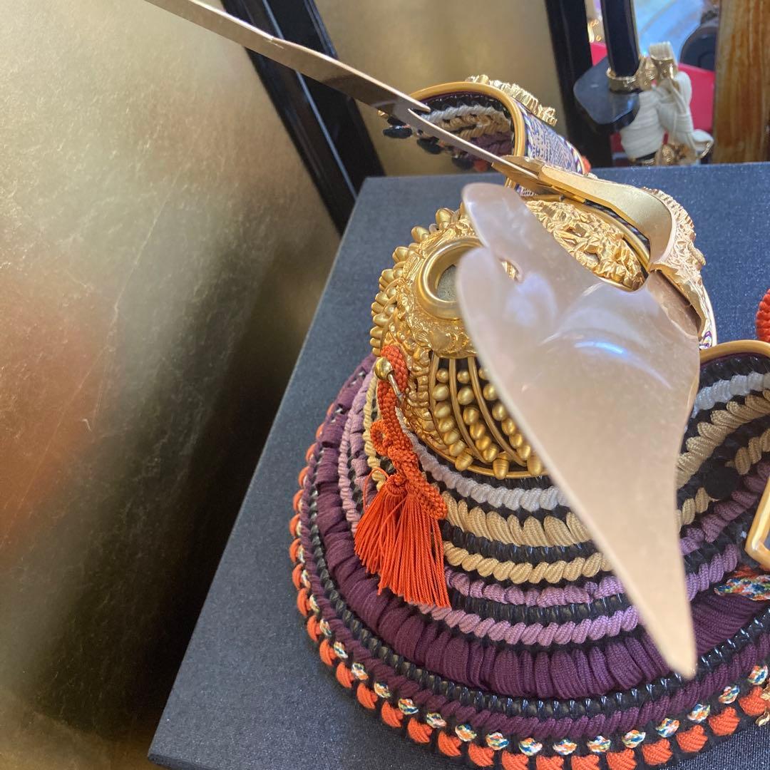 飾兜　純金鍍金銀形　雄山作　五月人形