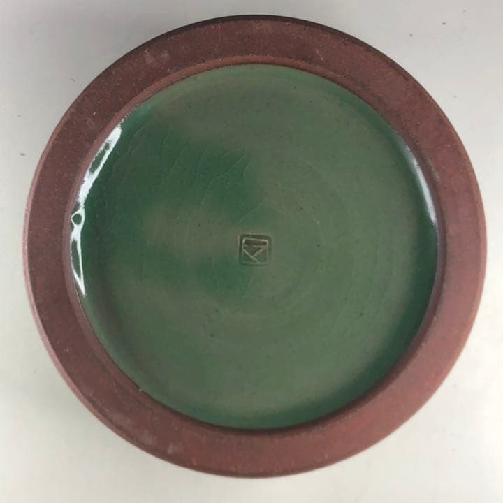 中島正雄 青磁 牡丹文 陶硯 香合