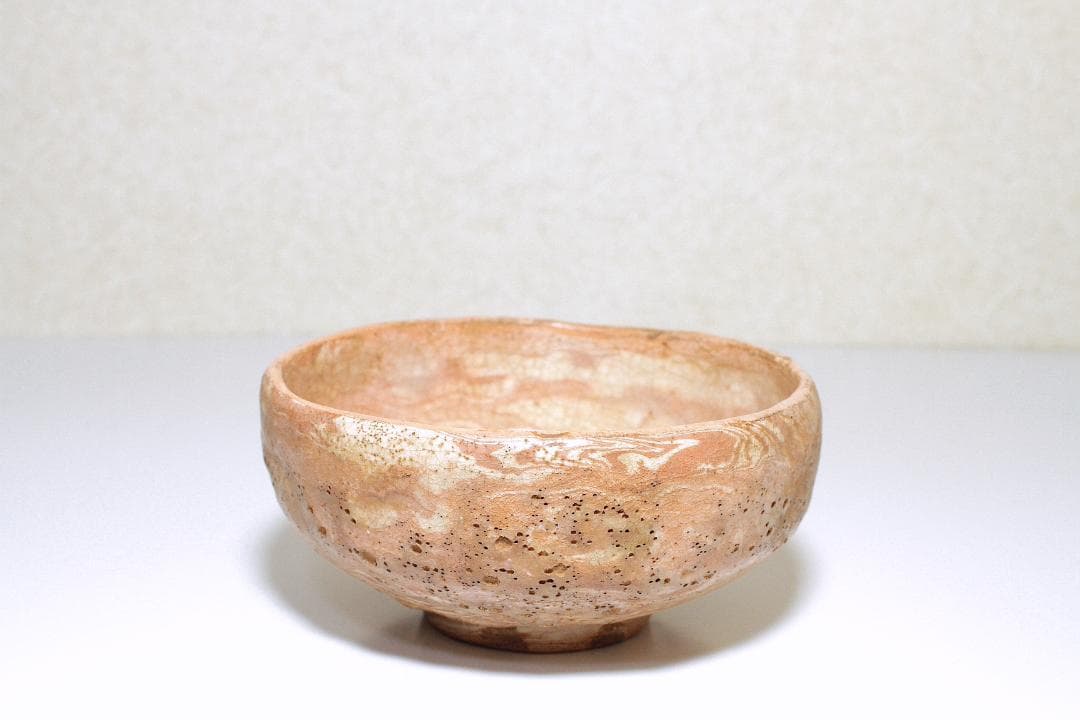 江戸時代 庸八焼(1830-1840) 赤楽 平茶碗