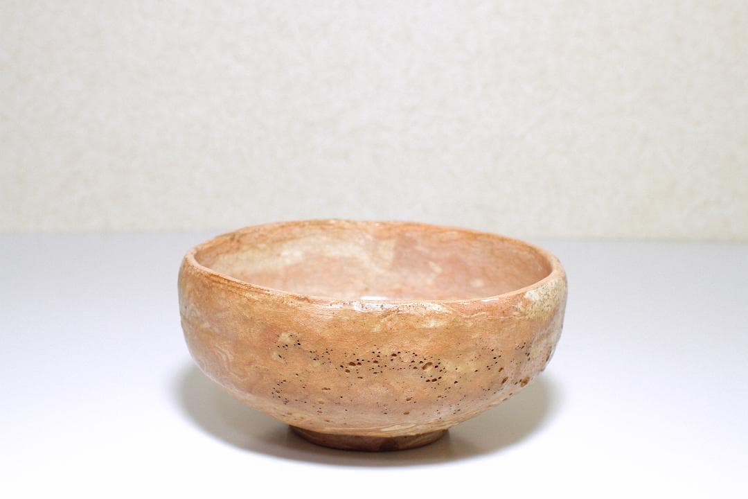 江戸時代 庸八焼(1830-1840) 赤楽 平茶碗