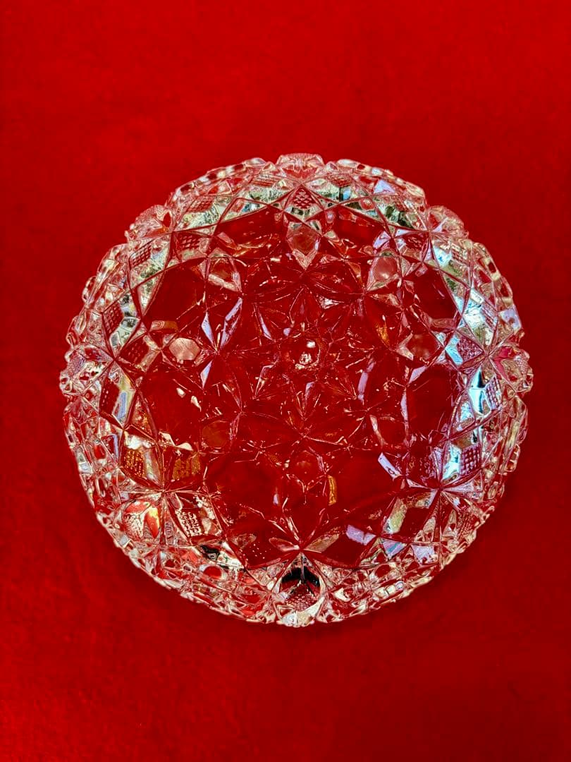 古い　クリスタルガラス 星形模様 皿 約20cm