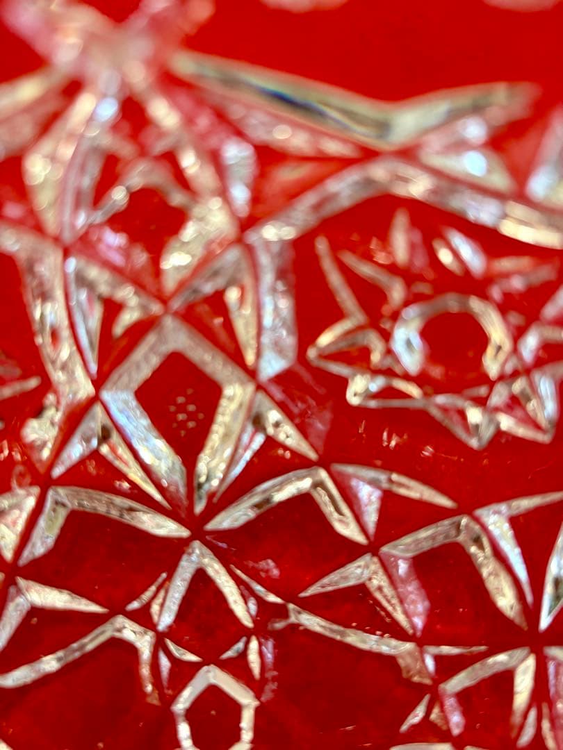 古い　クリスタルガラス 星形模様 皿 約20cm