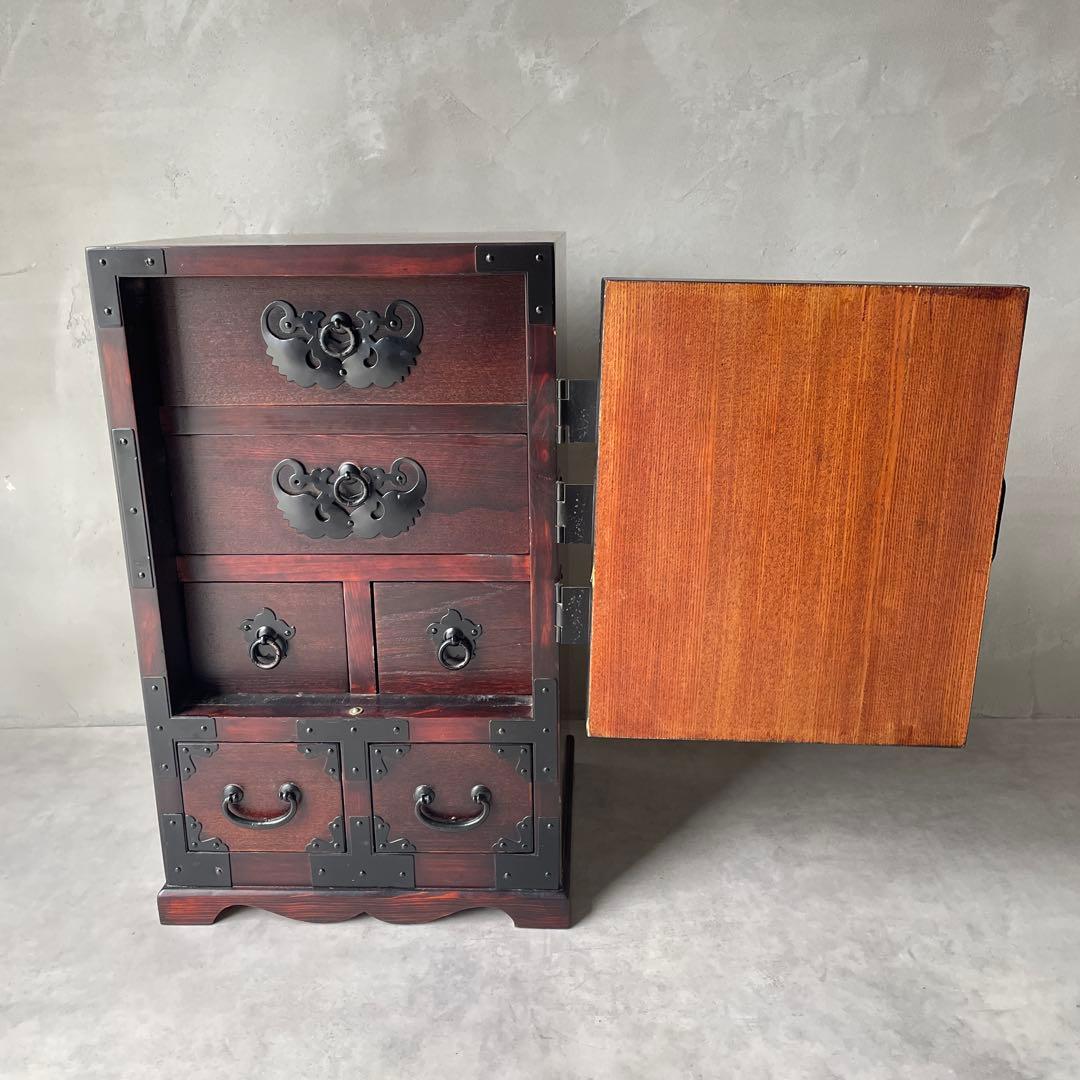 仙台箪笥　時代箪笥　和風家具　キャビネット　木製　レトロ　鍵つき