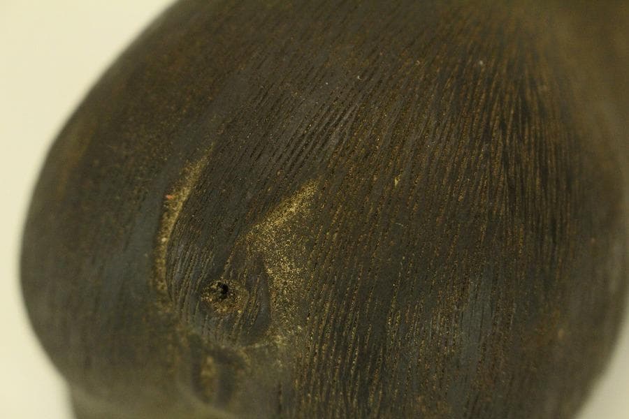 中国美術 紫泥 猪 細密 置物 骨董(LC982)