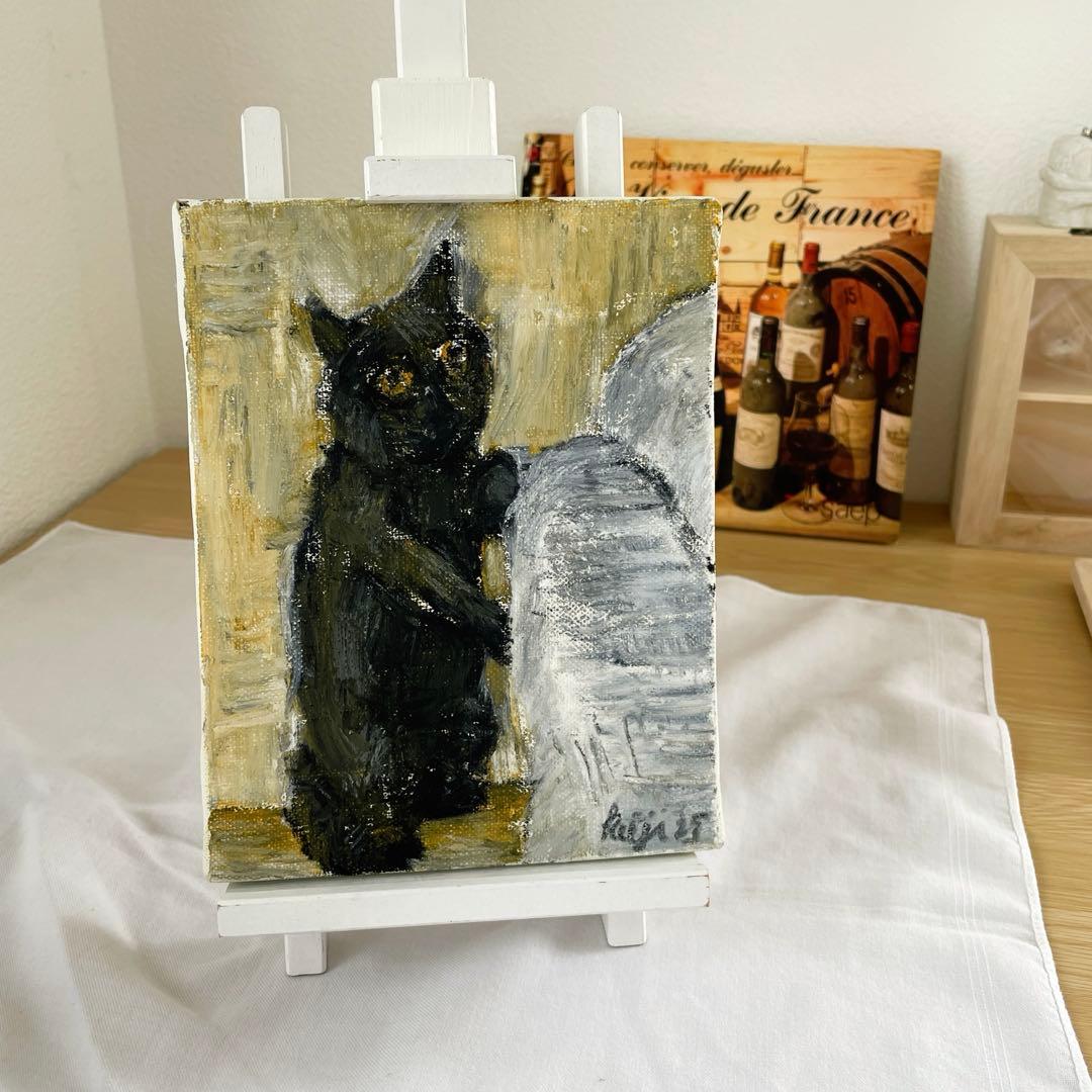 【ブラッキー】絵画 猫 Kuku