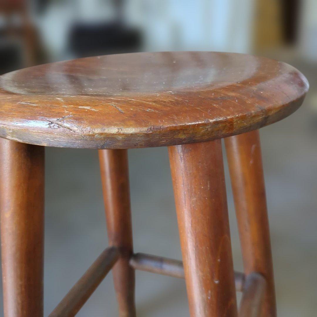 骨董　椅子　丸椅子　木製　スツール ブラウン アンティーク　イス