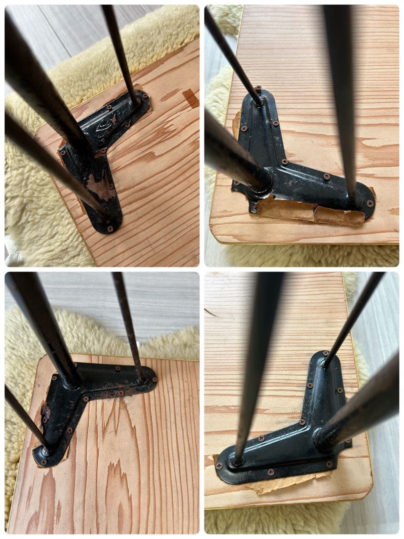 昭和レトロ　ポップ　花柄　鉄脚テーブル　ヴィンテージ　作業台　ダイニング　机