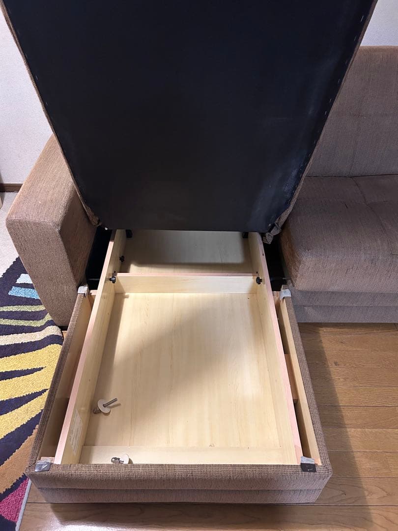 【フランスベット/都内近郊のみ】ブラウン L字型ソファベット　4人がけ