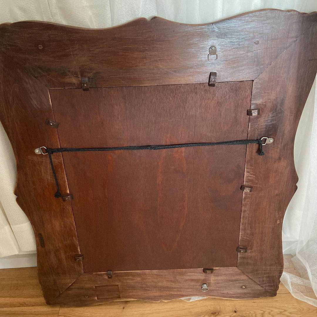 ［逸品物］海外アンティーク　重厚感ある彫額　ガラス付き　縦にも横にも使えます