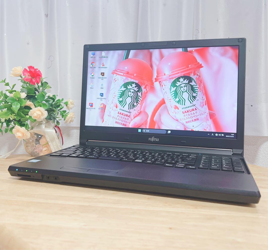 美品、メモリ8G高速SSD、Win11、オフィス2021、イラレ、バッテリーok