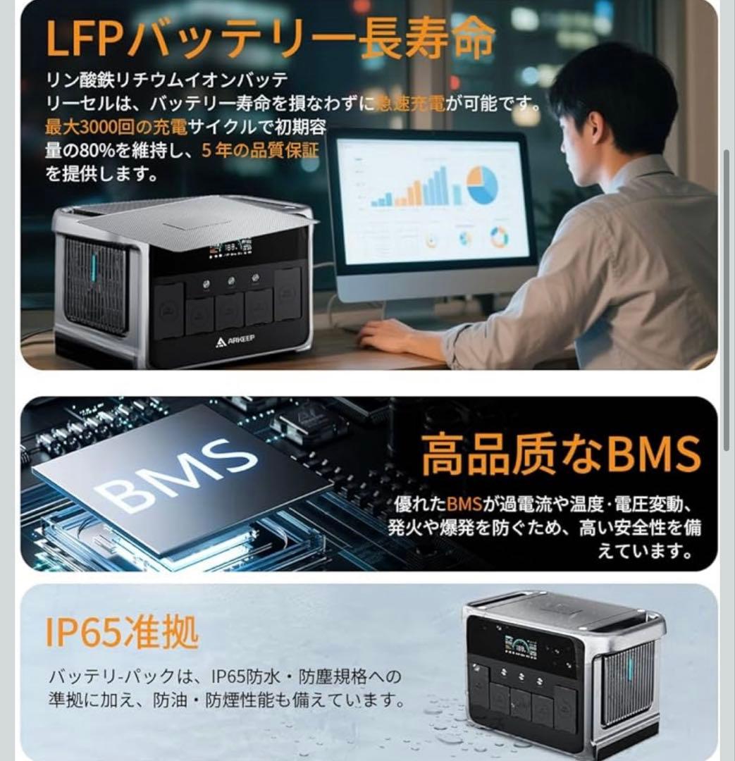 新品 ARKEEP ポータブル電源 1152Wh 未開封品 大容量 10出力